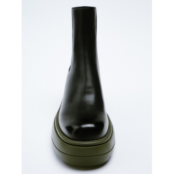 Zara Lug Sole Heeled Leather Ankle Boots - Picture 4 of 6